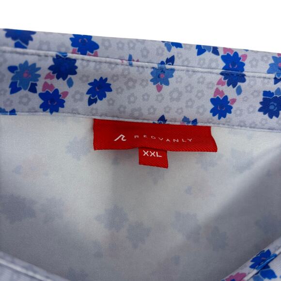 Redvanly Mens 2XL Blue Lavender Floral Short Sleeve Golf Leone Polo Shirt - Picture 2 of 7